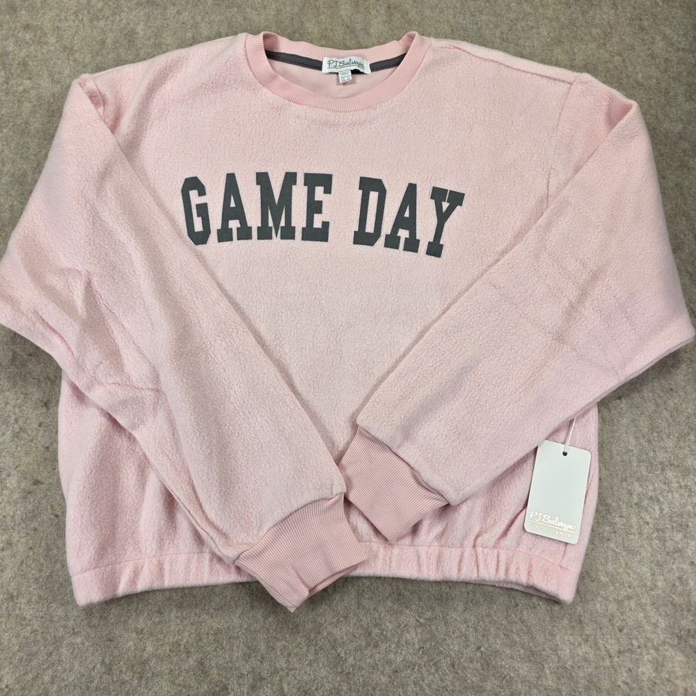 PJ Salvage Game Day Fleece Sweatshirt Pink Graphic Pullover XS H769